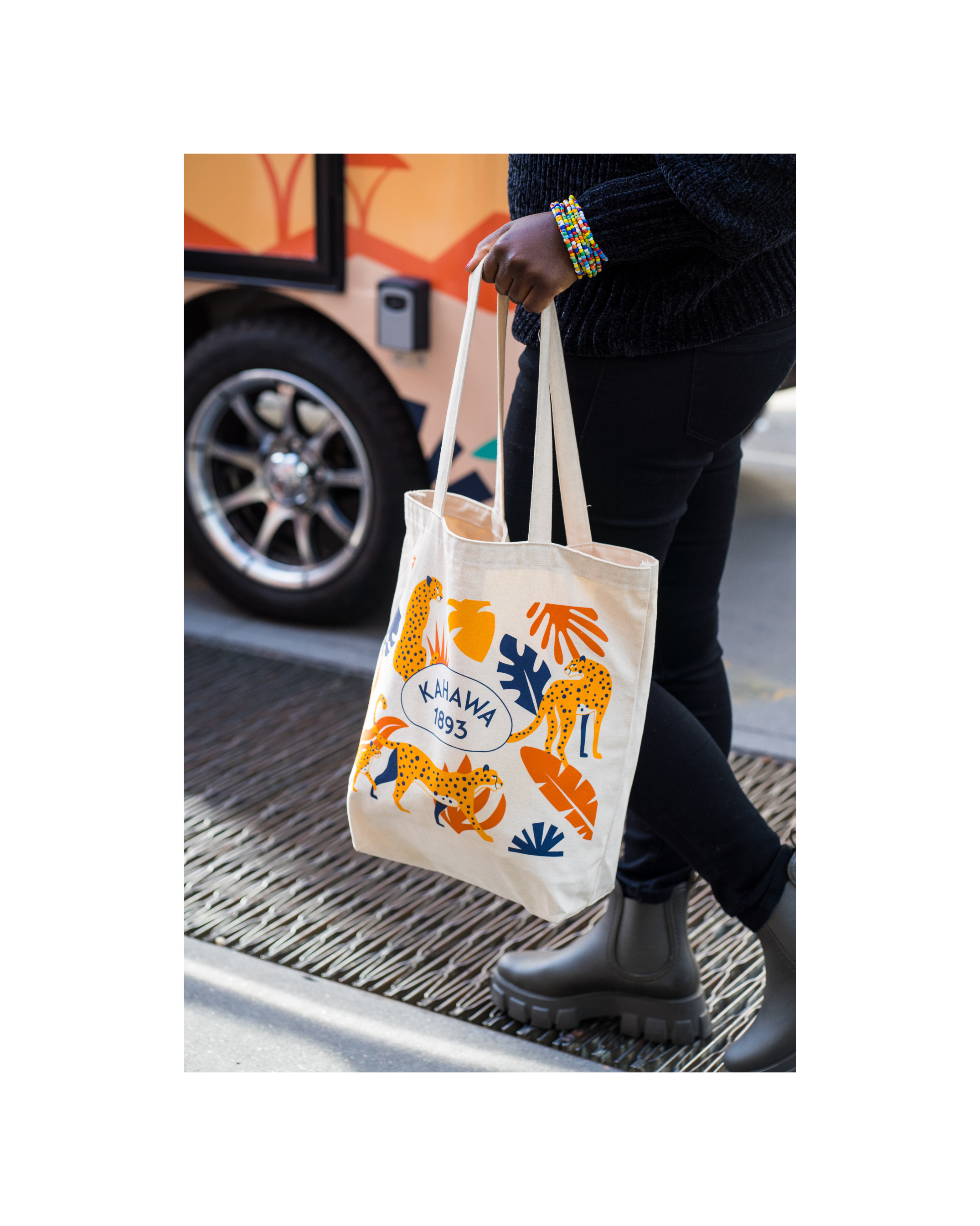 Safari Graphic Tote Bag with Scarf